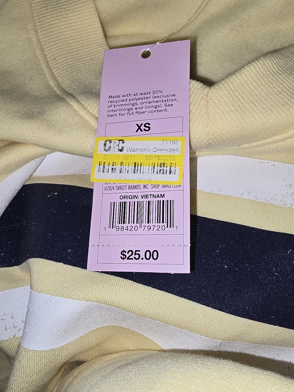 Yellow & Blue Striped Women's Preppy Fleece Pullover Sweater - Picture 4 of 5